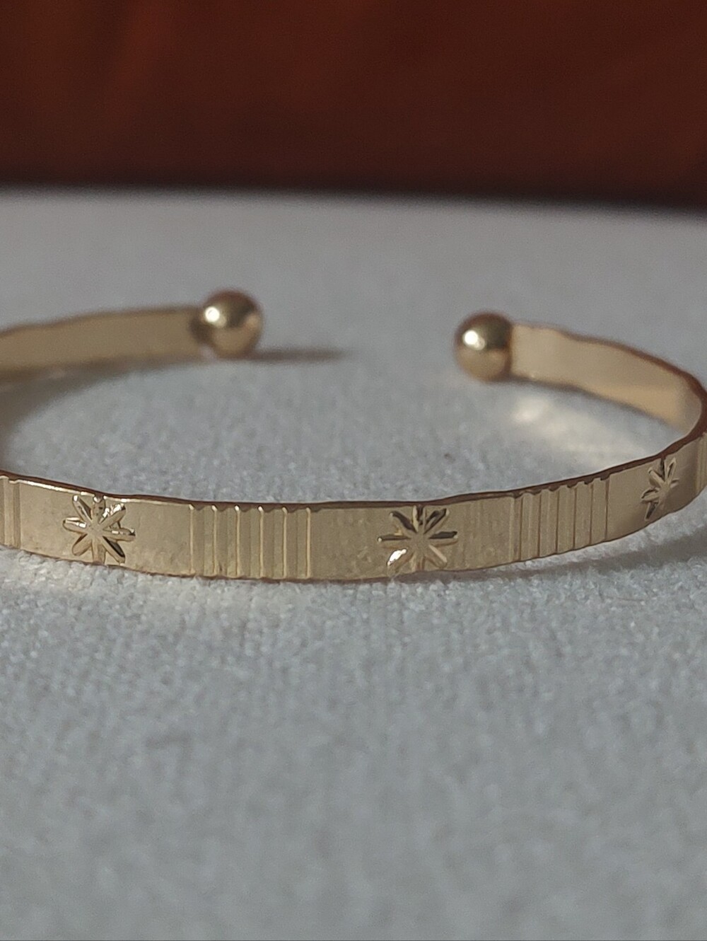 New Gold Plated Star Engraved Open Cuff Bracelet